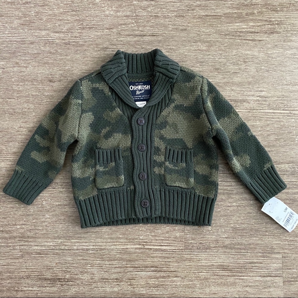 OshKosh Camo Shawl Collar Cardigan
